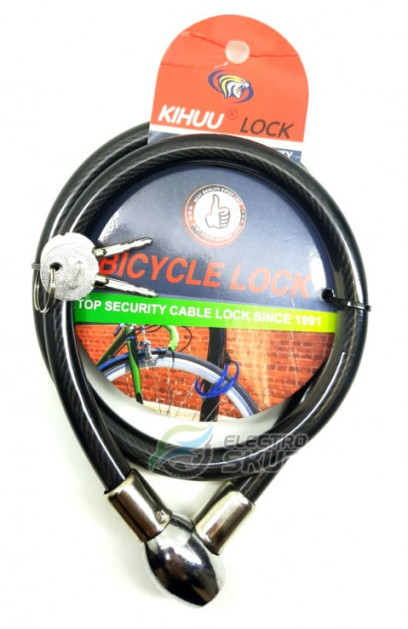 Замок тросовый 12х700 мм, 2 ключа, черный